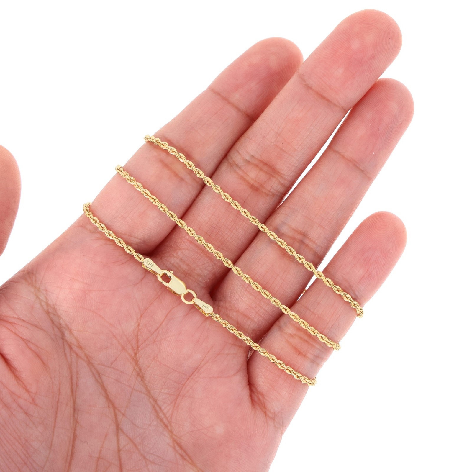14K Yellow Gold 1.5mm-10mm Solid Diamond Cut Rope Chain Bracelet 7″ 7.5″ 8″ 9″