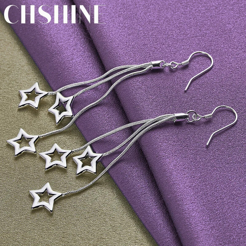 CHSHINE 925 Sterling Silver Three Stars Earrings Charm Jewelry Fashion Eardrop
