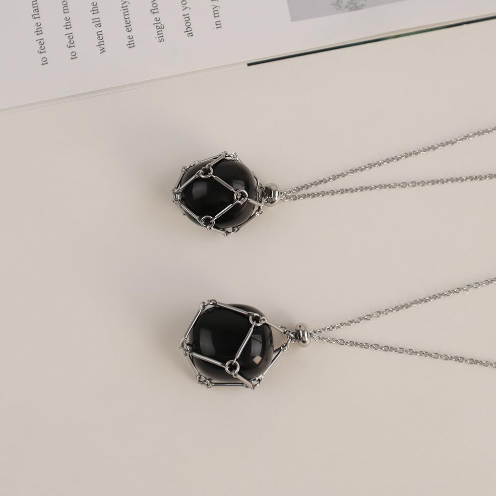 Handmade Crystal Holder Necklace – Stainless Steel Cage for Stone, Crystal Penda