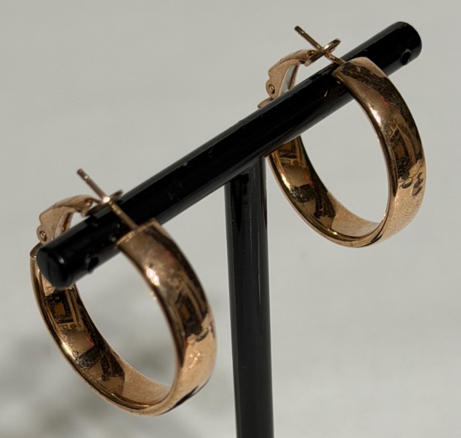 JCM Rose Gold Plated 925 Sterling Silver Hoop Earrings 4.1 Grams