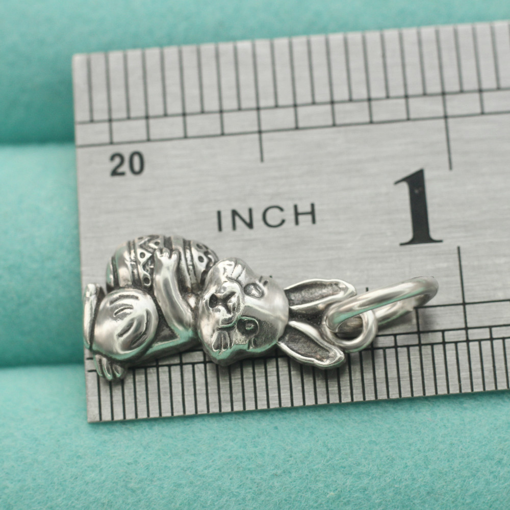 Easter Rabbit Pendant Charm 925 Sterling Silver Easter Egg Fit Necklace Bracelet