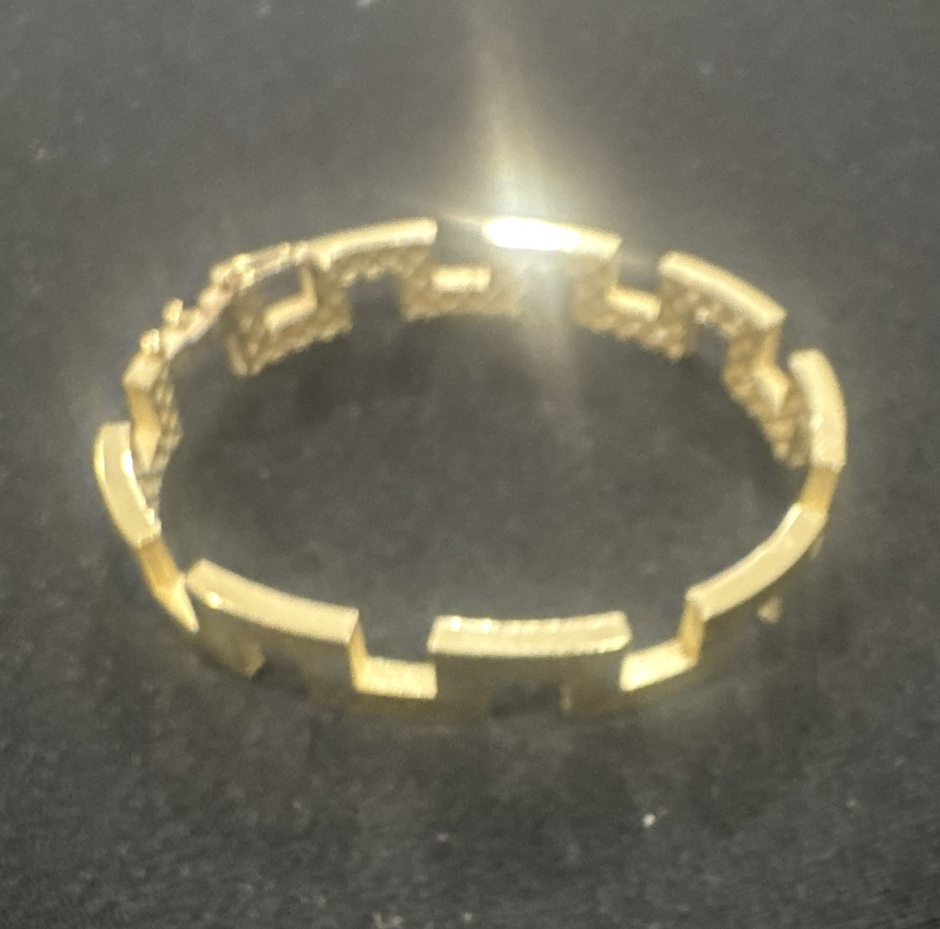 Gold Tone Geometric Open Cuff Bracelet Bar Link Metal No Stone
