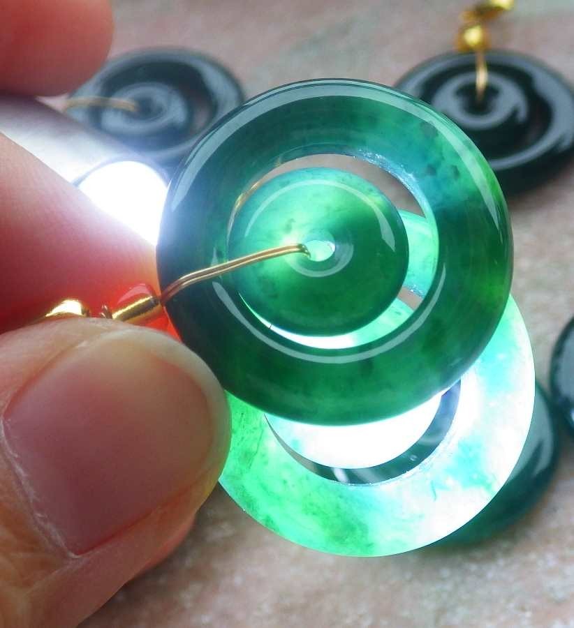 1Pcs Icy Green Small 100% Natural A Jade jadeite Pendant Circle Necklace 715520