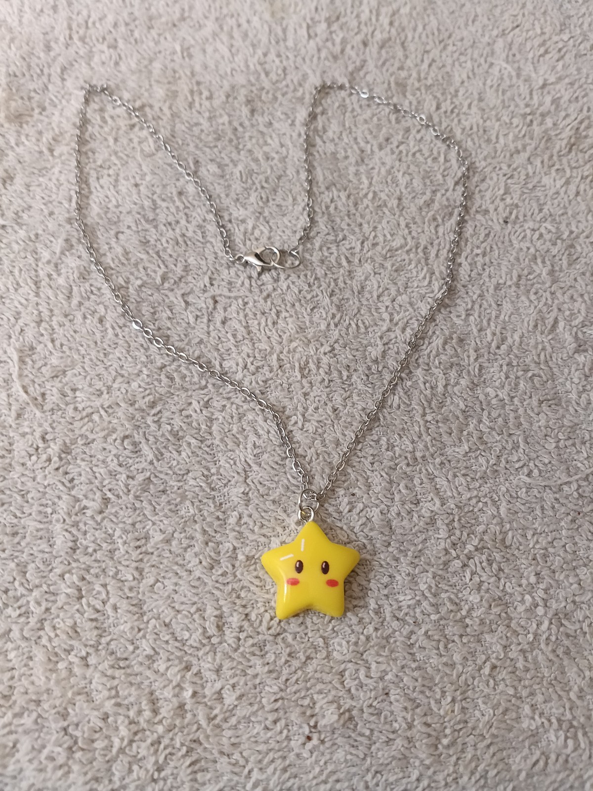 Custom Hand Made Kawaii Yellow Star W/ Red Cheeks Necklace – Cute Adorable Gift