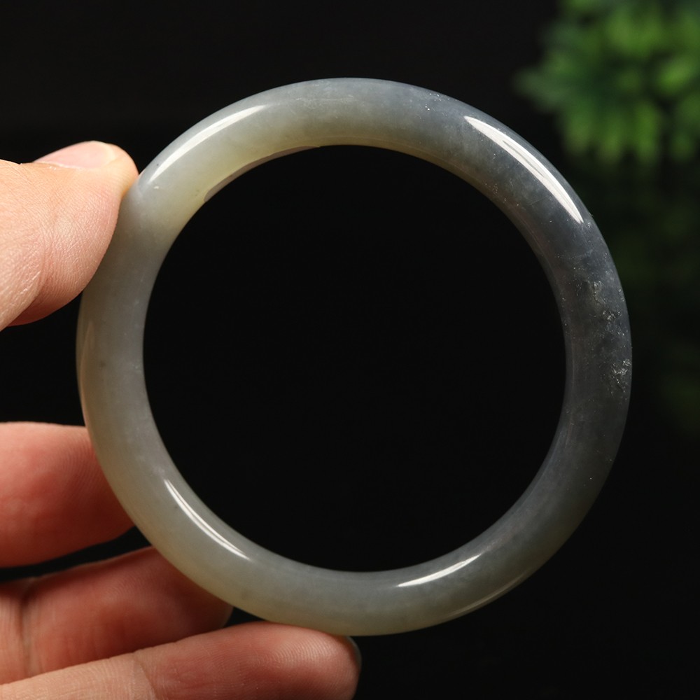53mm Certified 100% Natural Grade A Black Green Xiu Jade Bangle Bracelet 12531