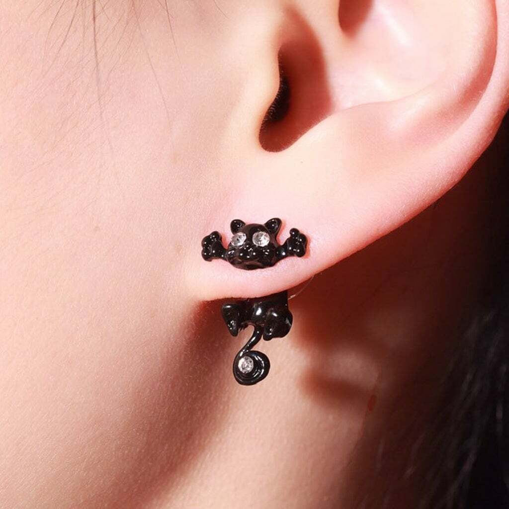 Black Cat Stud Earrings Black Earrings For Women