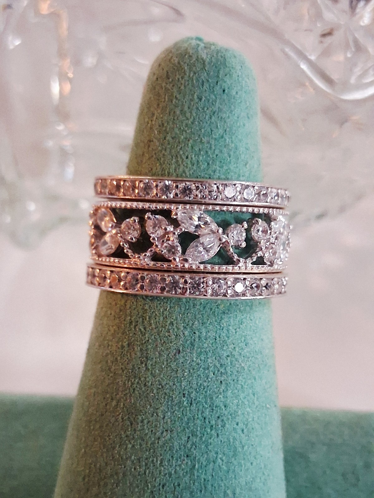 Designer 3 Ct Simulated Diamond 3-piece Eternity Band Ring Set Size 7 Sterling