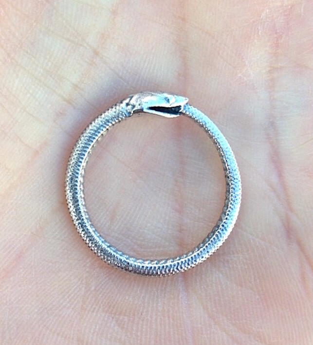 925 Sterling Silver Ouroboros Snake Ring Oxidized Serpent Gothic Ring Sz 8