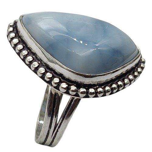 Owyhee Blue Opal Natural Gemstone Silver Plated Ring US Size-7.5 A 1181