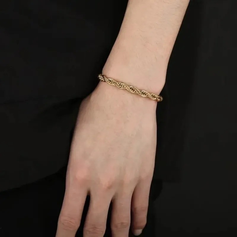 18K Gold Plated 925 Sterling Silver 4mm Chain Bracelet Unisex 8in 20cm Gift USA