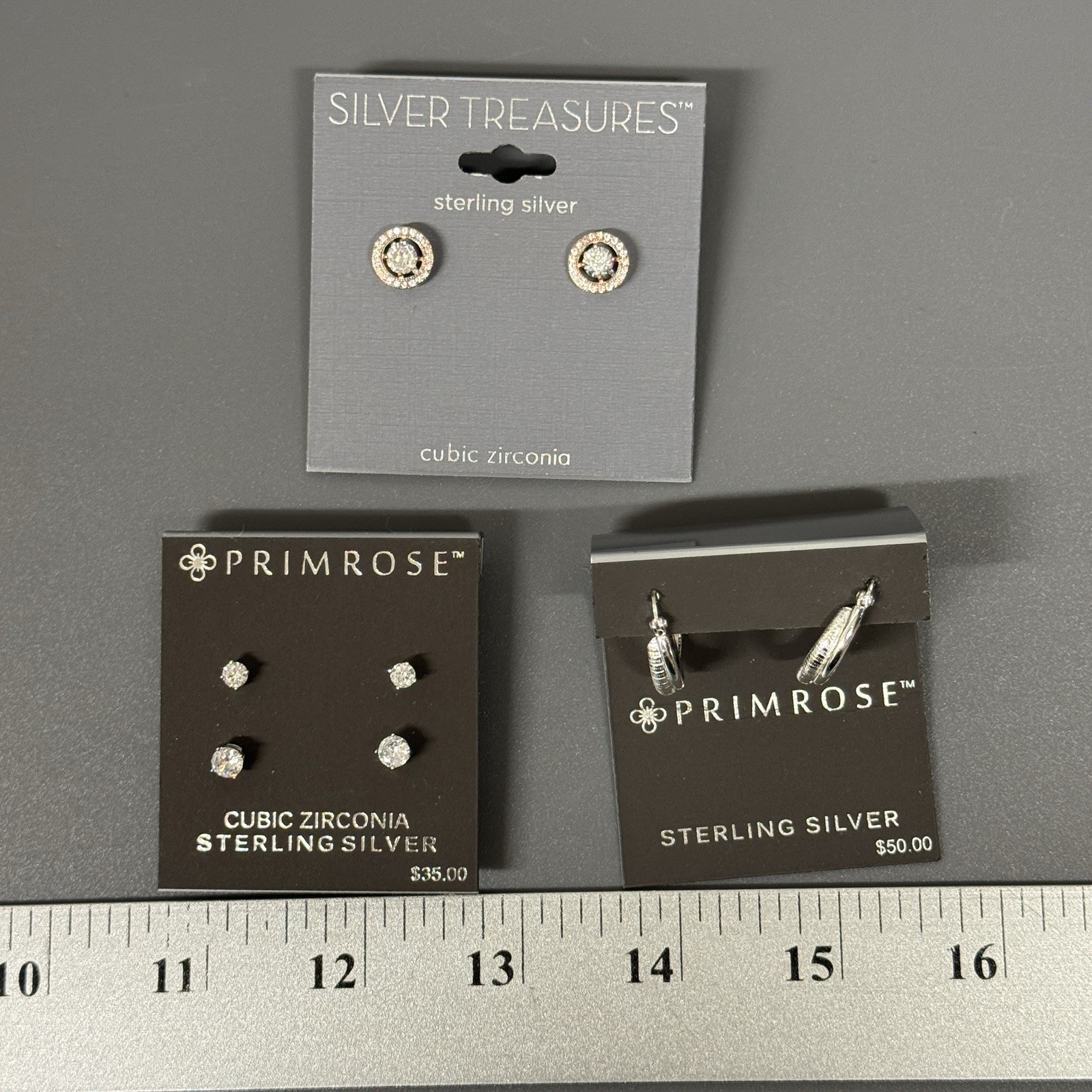 Primrose Sterling Silver Hoop Earrings Studs – Silver Treasures CZ Studs Lot
