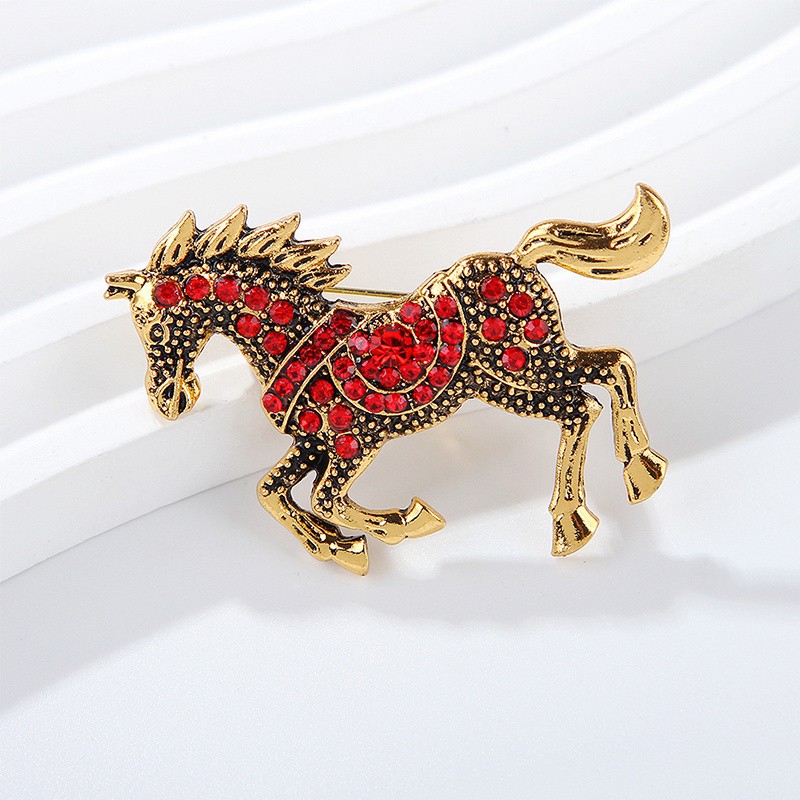 5Pcs Zodiac Horse Brooch Enamel Lapel Pin Set for Casual & Formal Occasions