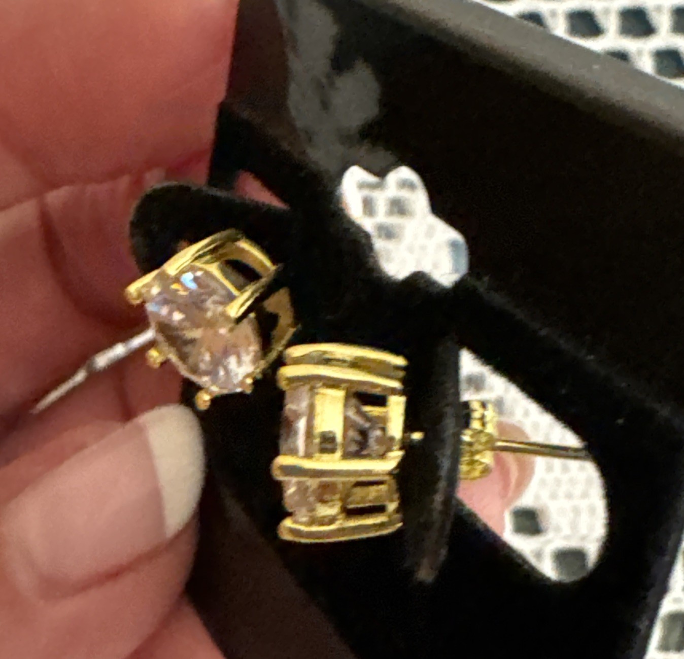 Gold Tone CZ Solitaire Stud Earrings Round 3/8″ – 9mm Classic Statement Post