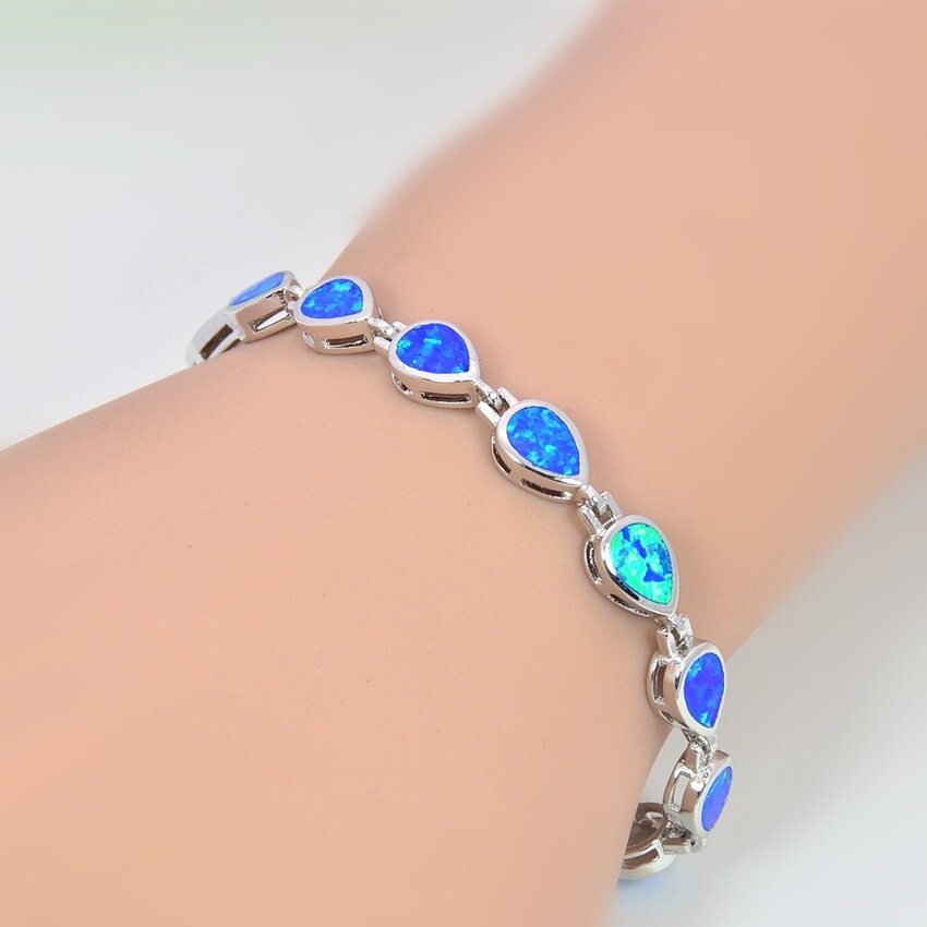 Hawaii Blue Opal Water Drop Bracelet 925 Sterling Sliver Jewelry For Women Girls