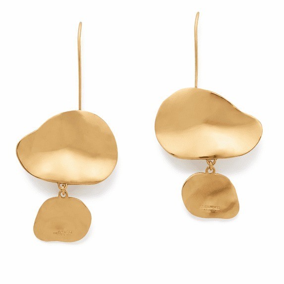 Gold Tone Abstract Disc Drop Earrings Women Fashion Jewelry Gift Set Style Daily