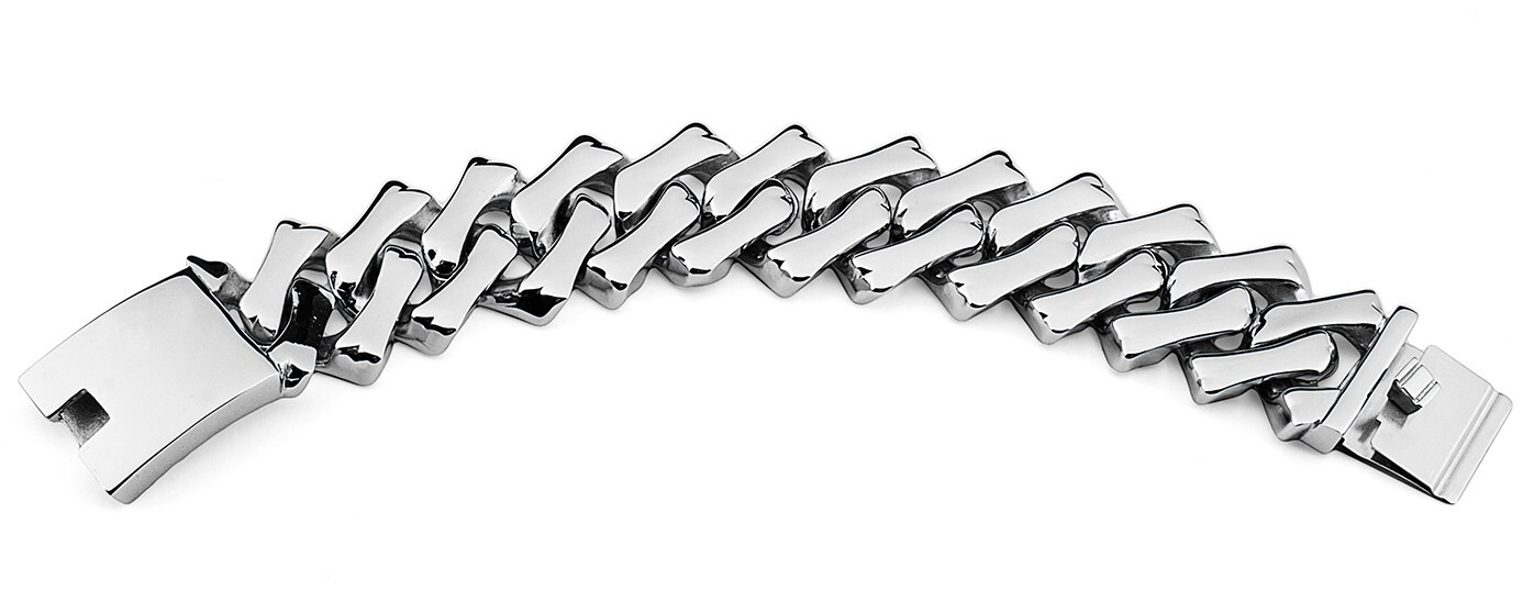 UA Seller 9″ X 32mm Rocker Biker Gothic Punk Curb Cuban Stainless Steel Bracelet