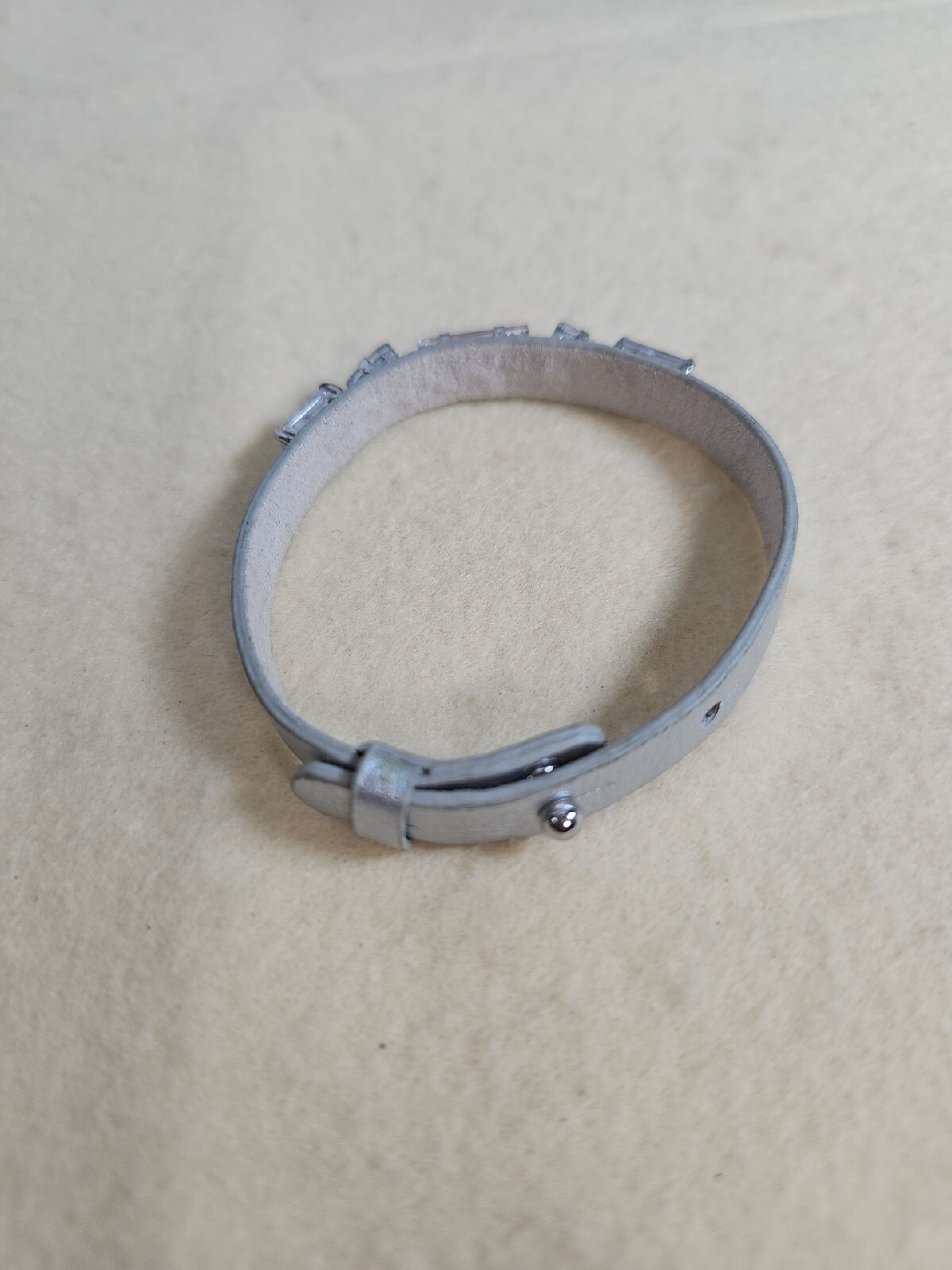 Leather Partial Beaded Gray Bracelet Plastic Beads Adjustable Children Adults