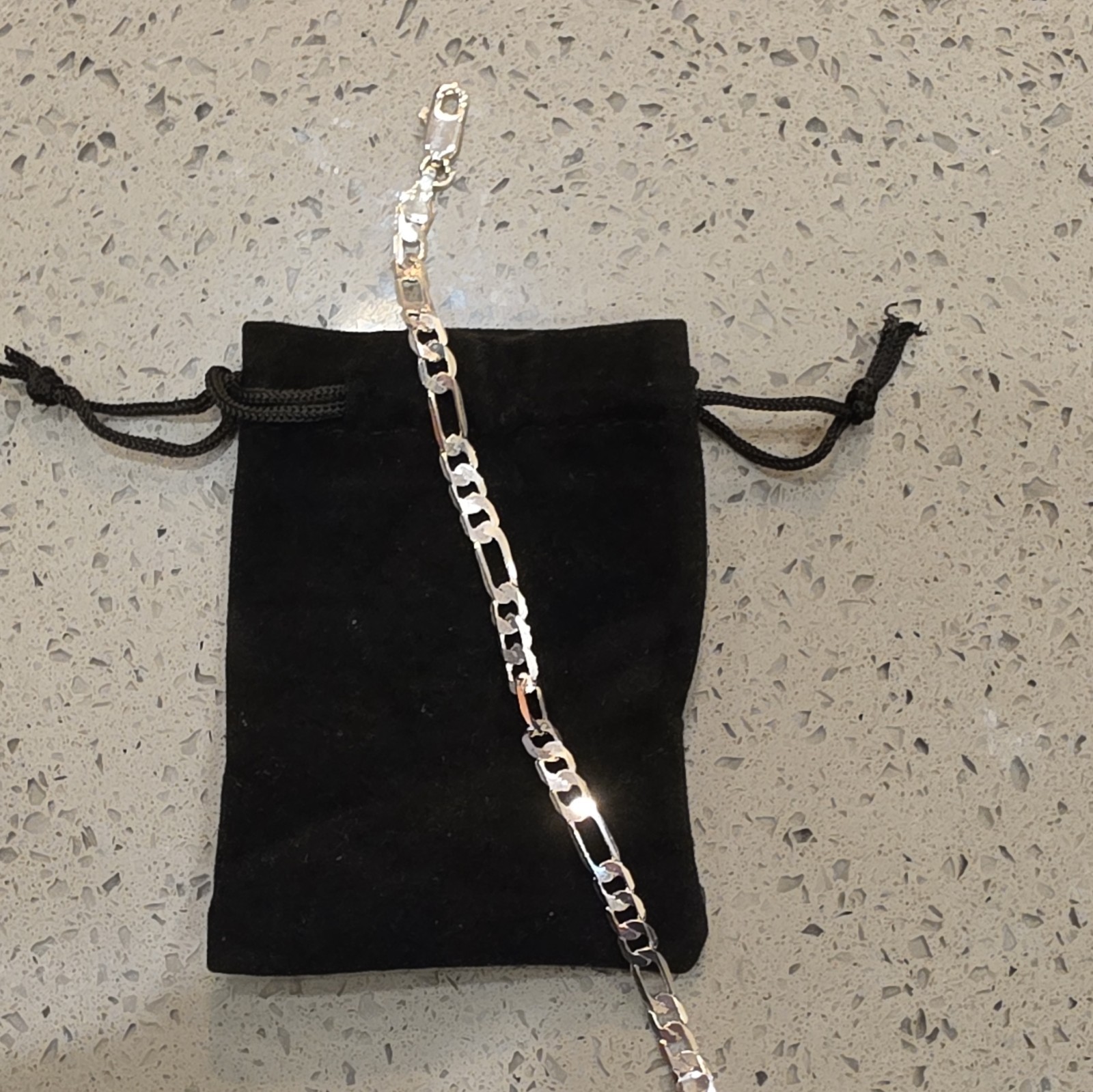 925 Silver Filled 5mm Figaro Chain Link Bracelet w/ Lobster Clasp 7inch