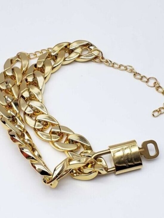 Gold-Plated Necklace with Authentic Louis Vuitton Padlock