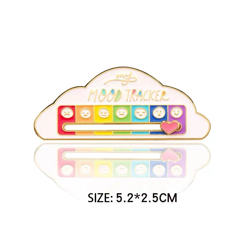 Funny Social Battery Slider Pin – 7-Mood Expression Badge, Cute Interactive Pin