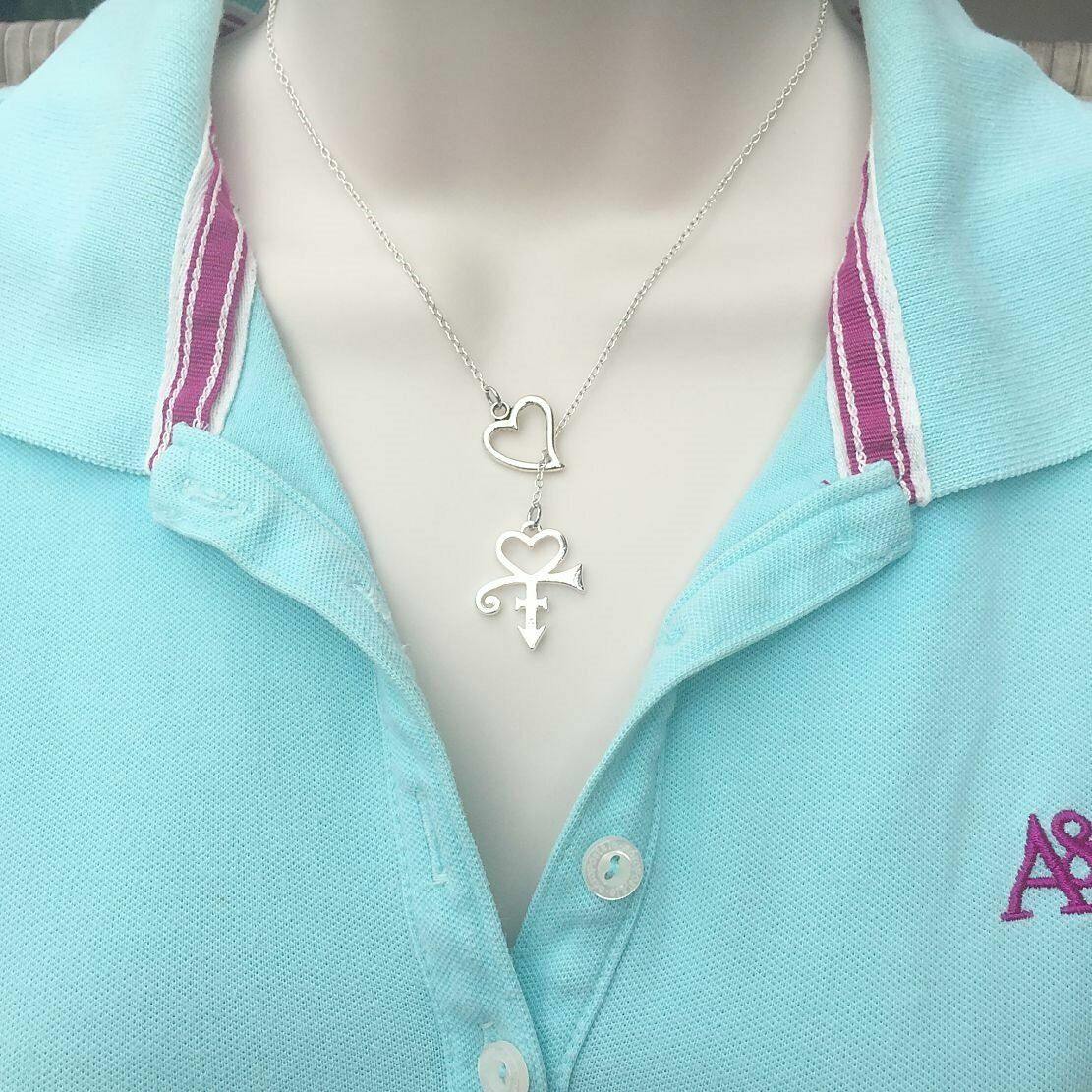 Famous Singer Love Symbol Handmade Silver Lariat Y Necklace.
