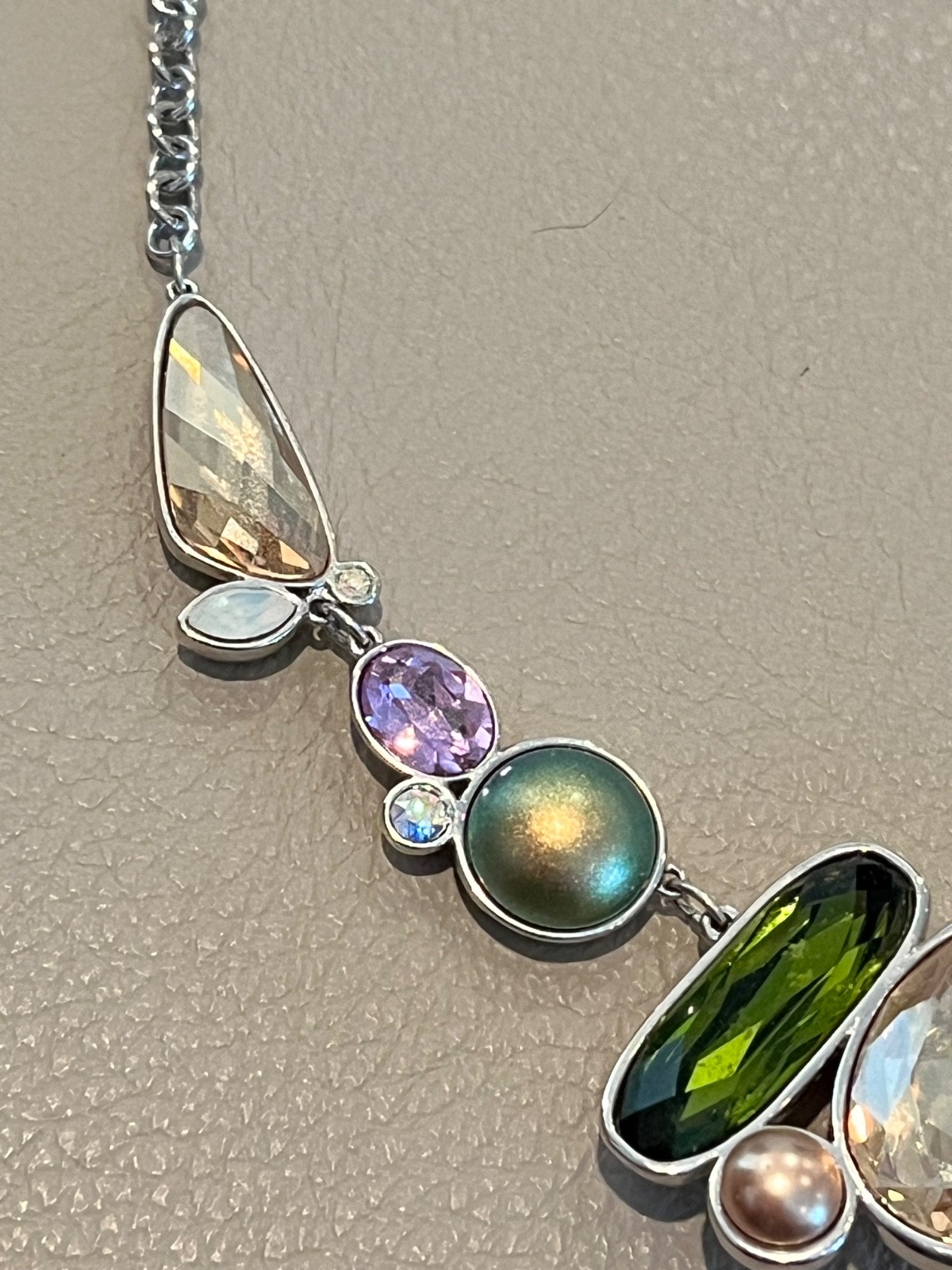Touchstone by Swarovski Multi Color Crystal Silver Tone Rhodium Finish Necklace