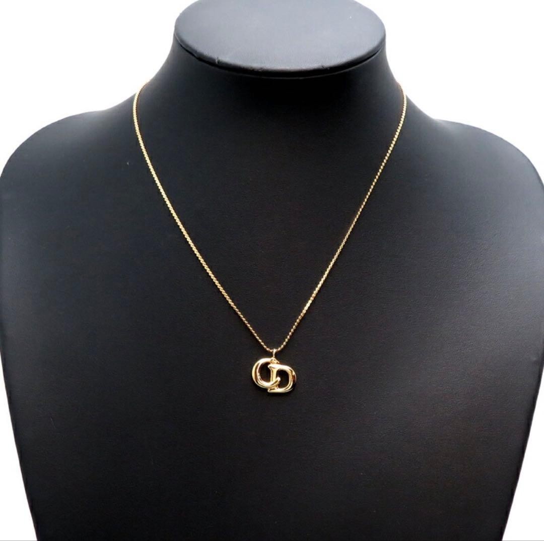 Christian Dior Vintage Gold CD Logo Necklace, 17.7in Chain