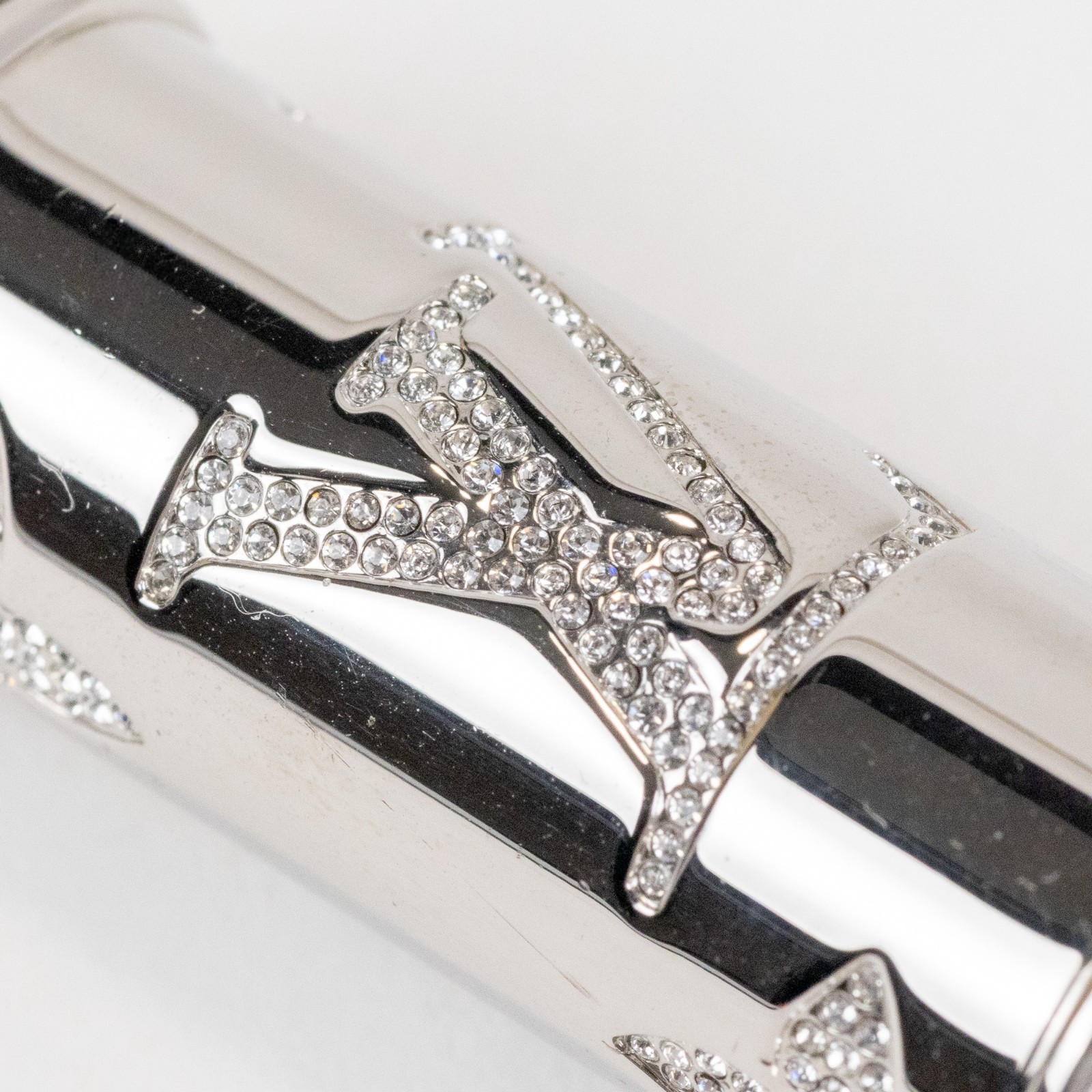 Louis Vuitton Monogram Strass Pill Case Pendant M68248 Silver Plate LV Auth Men