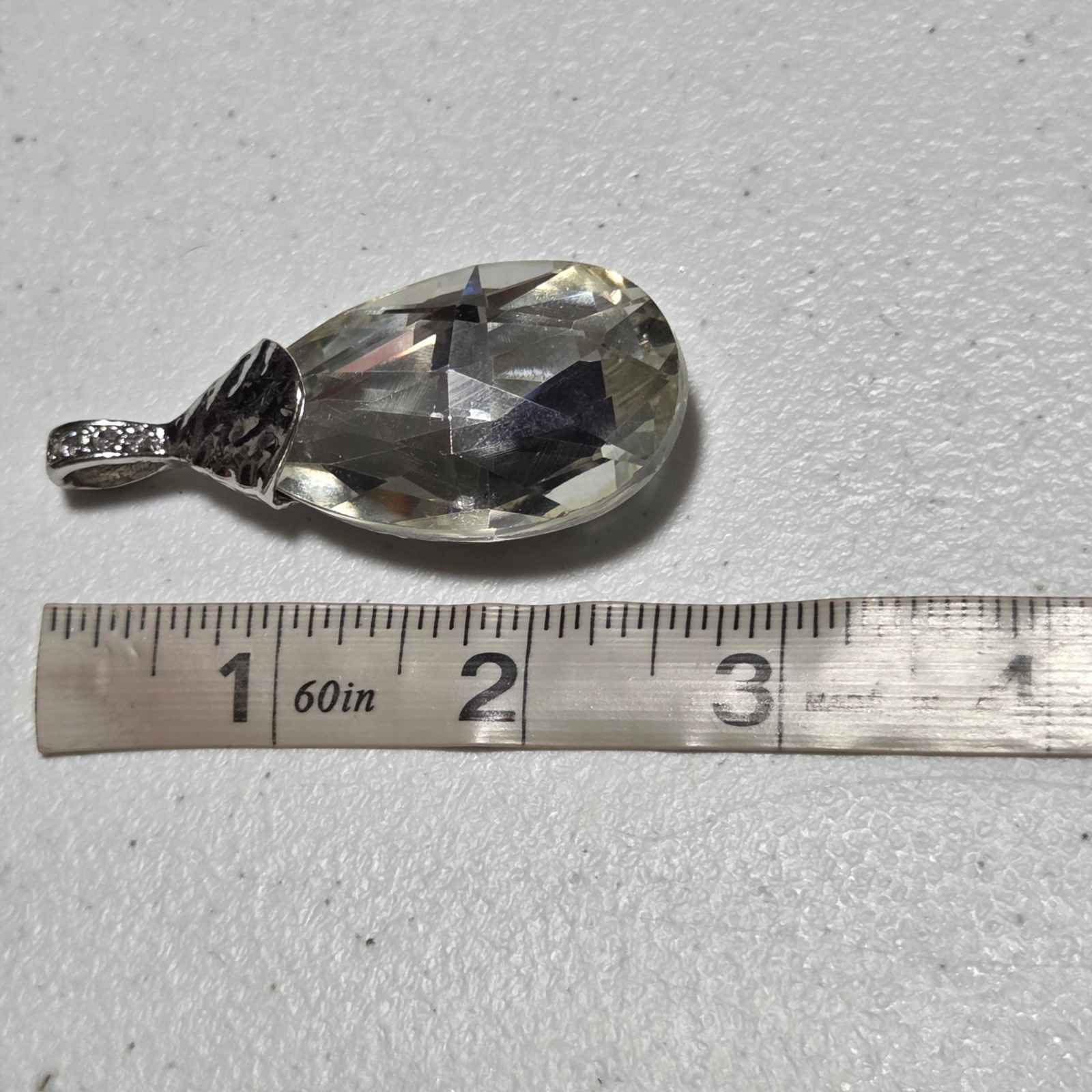 Teardrop Clear Crystal Pendant Decorative Metal Bail Fashion Jewelry Component