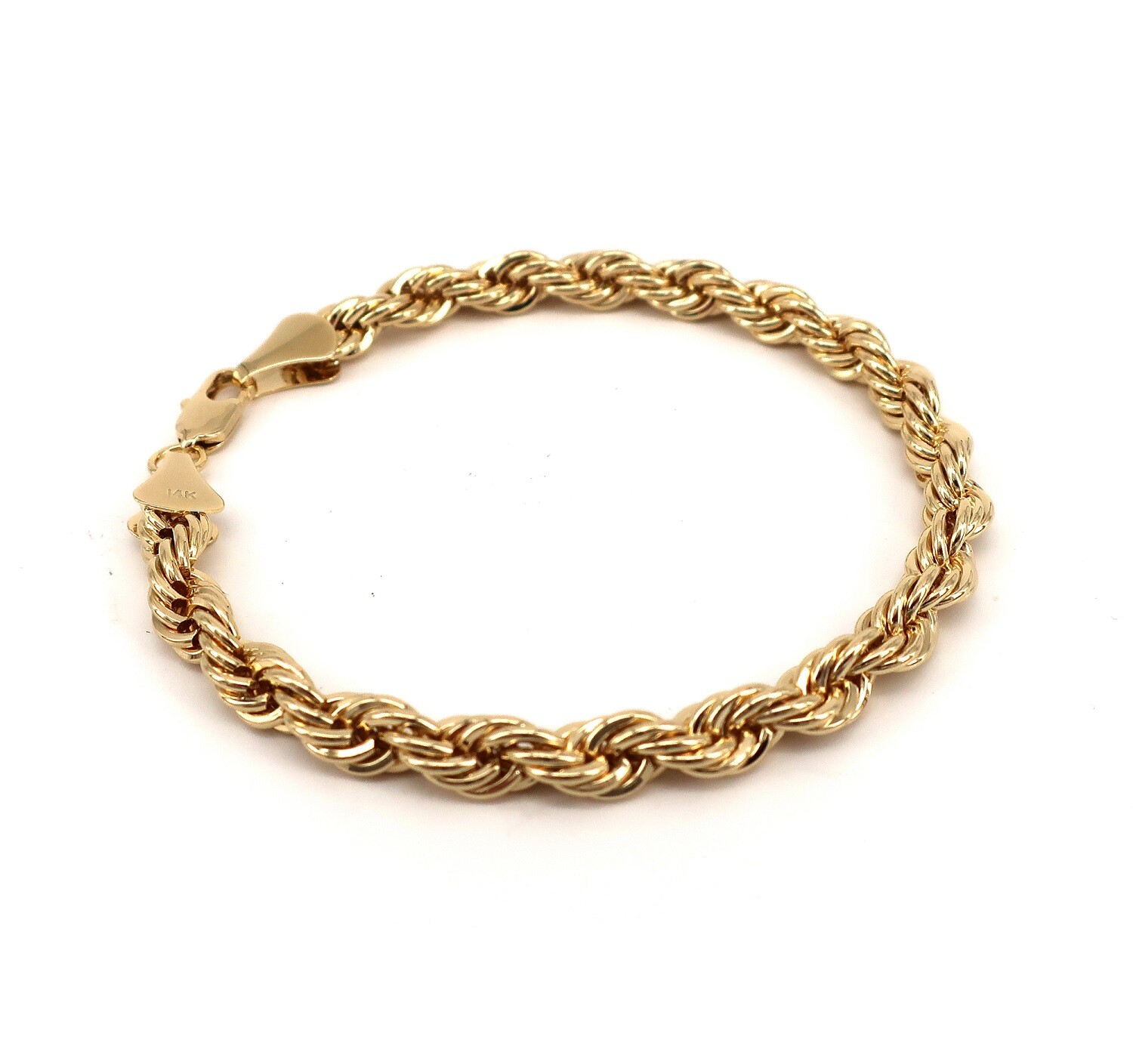 Men’s Rope Chain Necklace Bracelet 6mm 7mm 8mm 9mm Width 14K Gold Plated