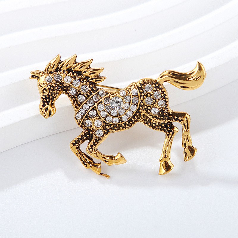 5Pcs Zodiac Horse Brooch Enamel Lapel Pin Set for Casual & Formal Occasions