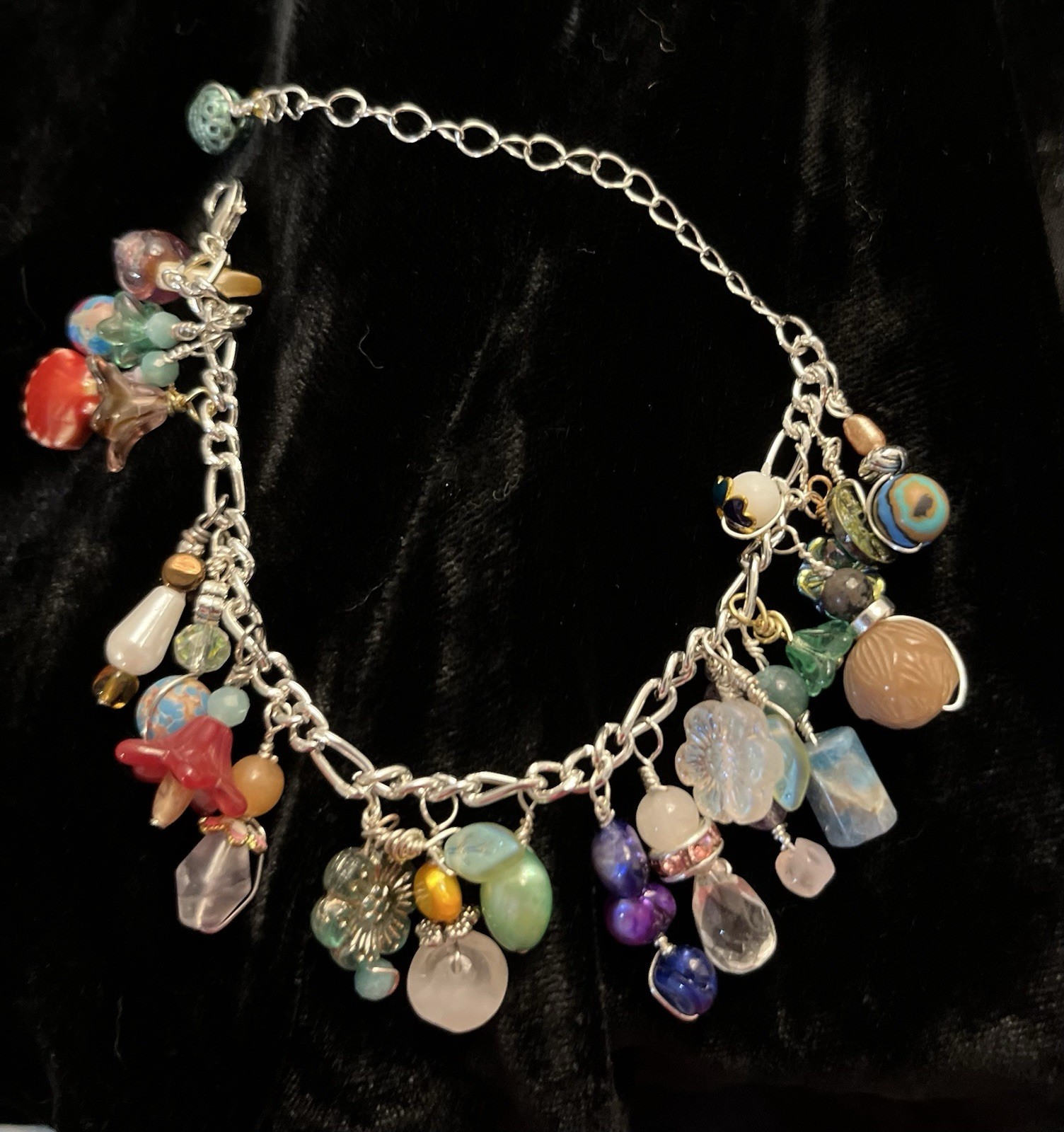 Empath Good Luck Charm Bracelet~Pearls~Crystals~Hearts~Created By NIA