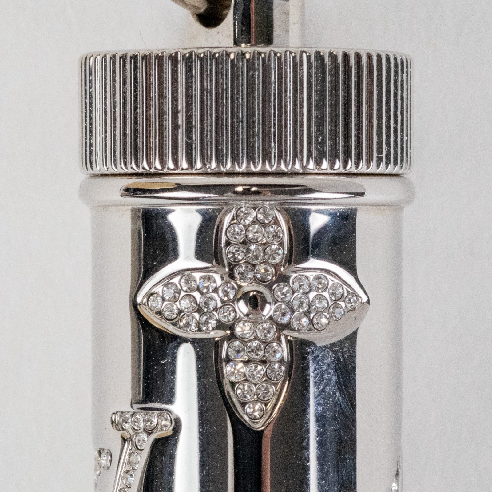 Louis Vuitton Monogram Strass Pill Case Pendant M68248 Silver Plate LV Auth Men