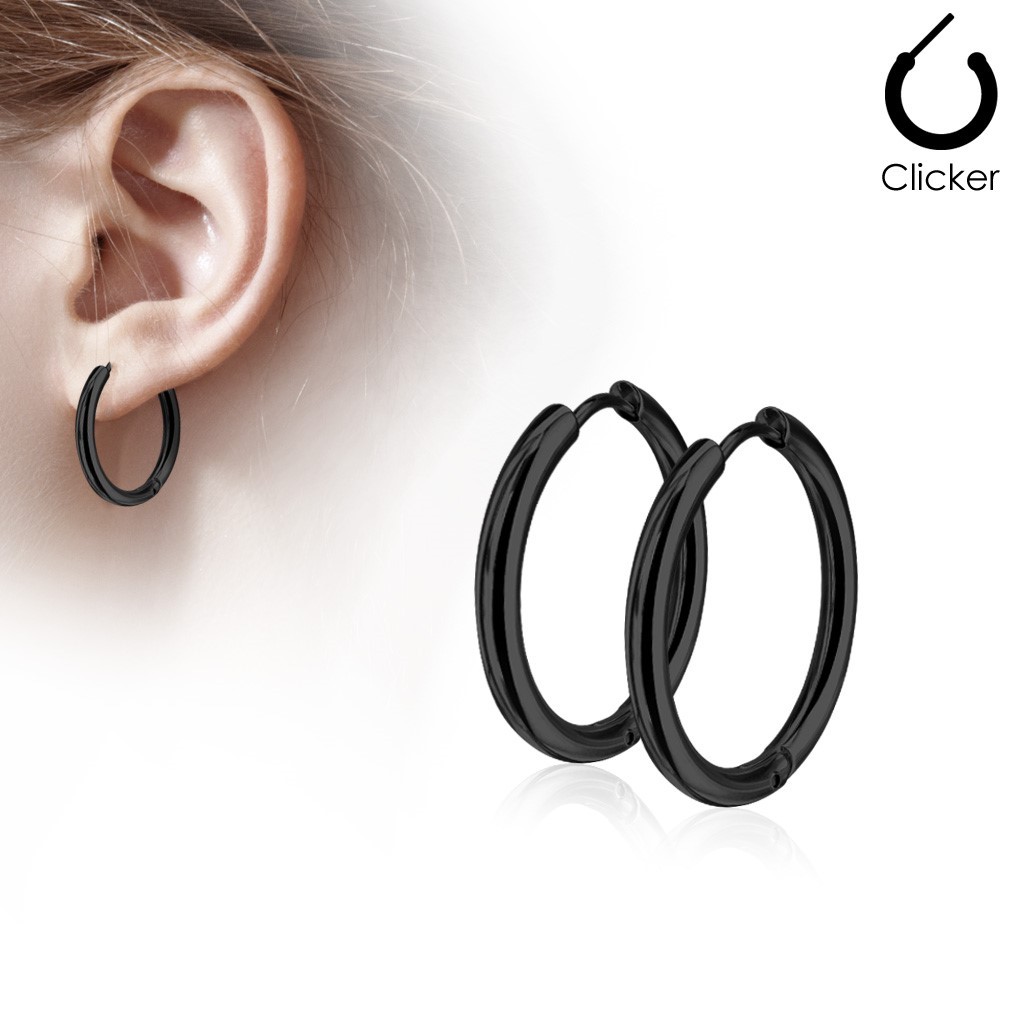 Stainless Steel Plain Endless Hoop Earrings Black-Blue-Silver-Rose Gold Plated