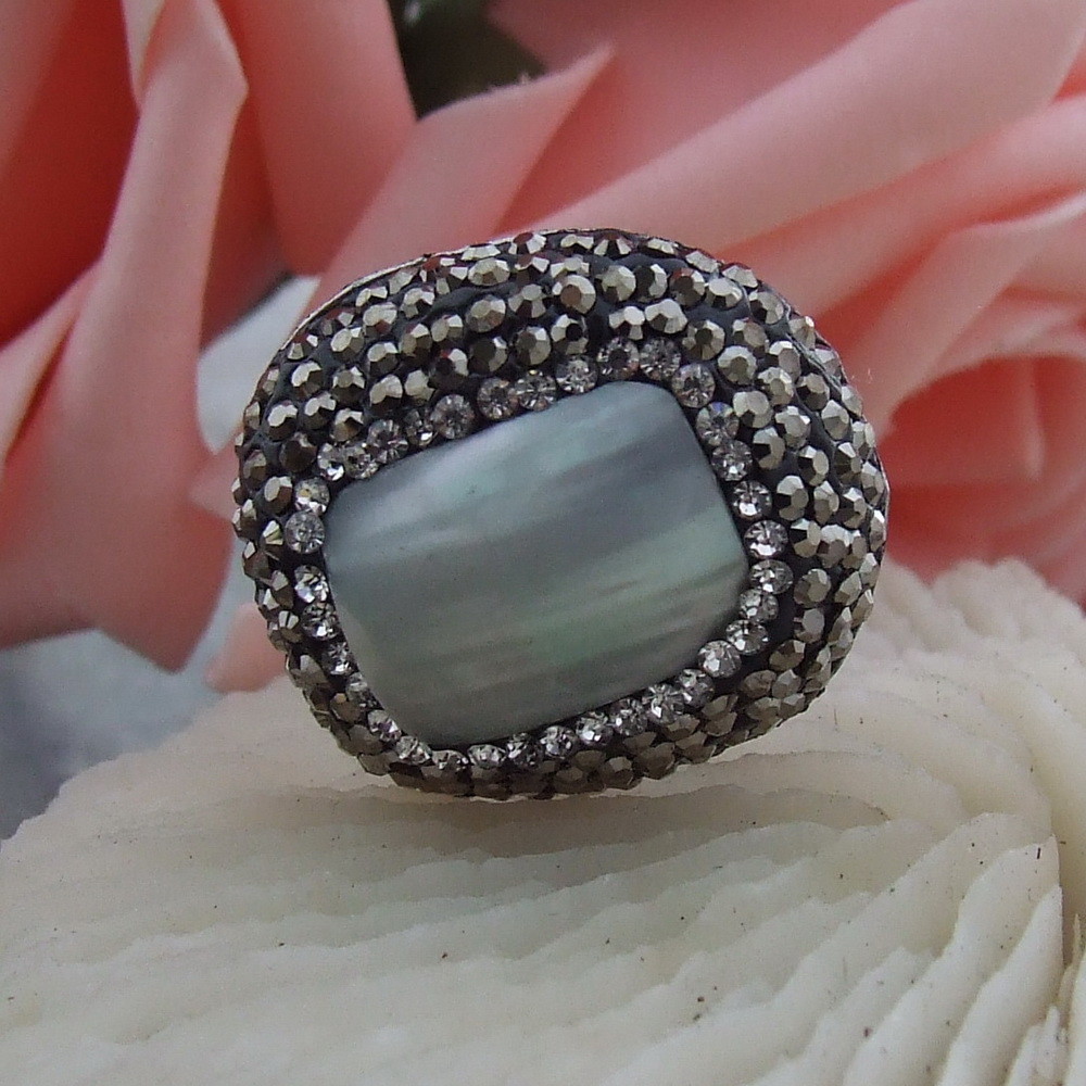 23x26MM Natural Rectangle White Shell Ring free shipping