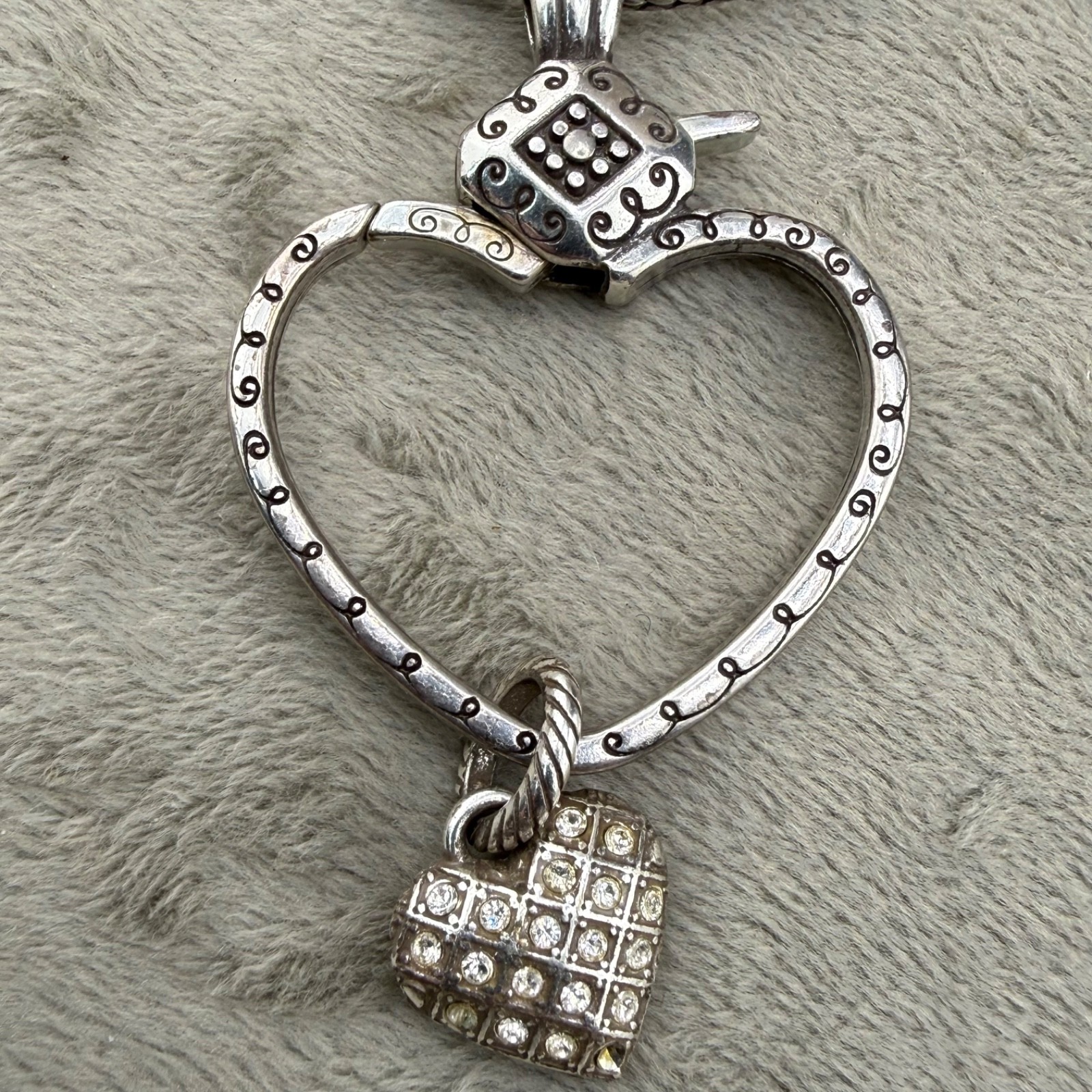 Brighton Ring Keeper Necklace Silver Tone Heart 18”