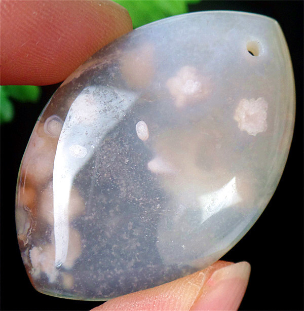 47x31x7mm Natural Cherry Blossom Agate Healing Marquise Pendant Bead ZL5015