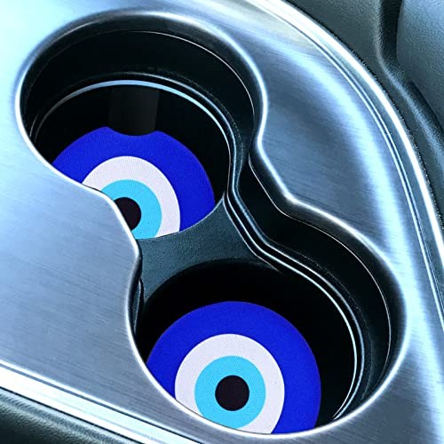 Giantree Car Cup Coaster – 2 Pack – Blue Evil Eye – Universal Non – Non-Slip