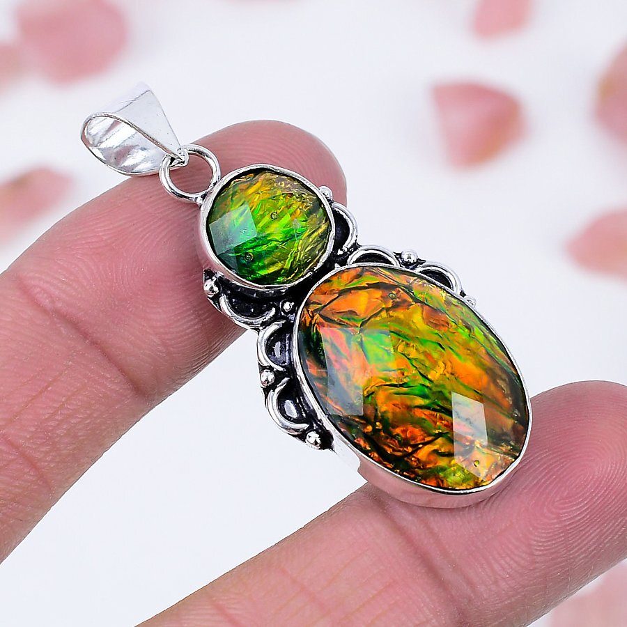 Dichroic Glass 925 Silver Plated Handmade Pendant of 2″