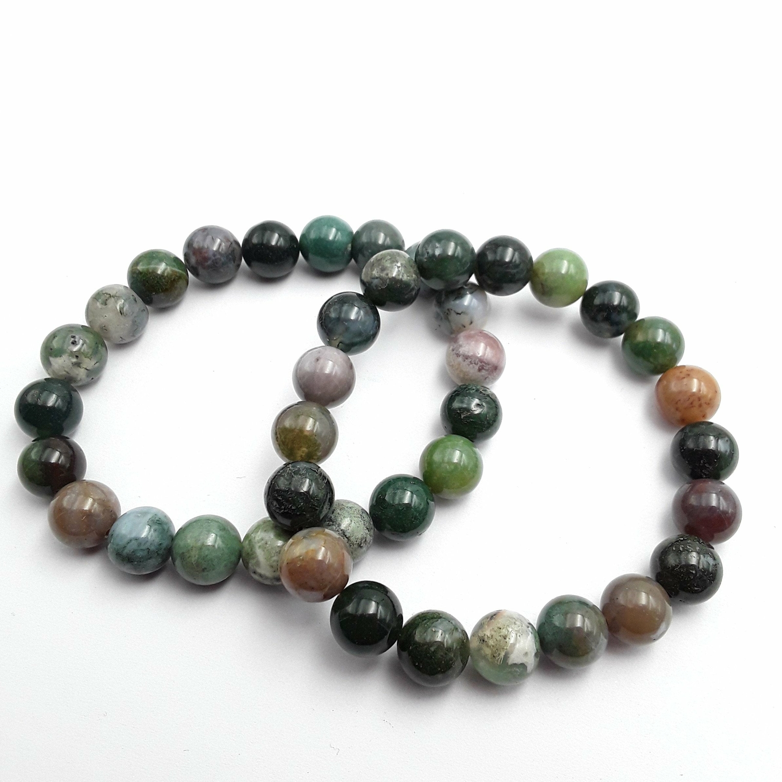 Indian Agate Bracelet Smooth Round Size 8mm 10mm 7.5″ Length