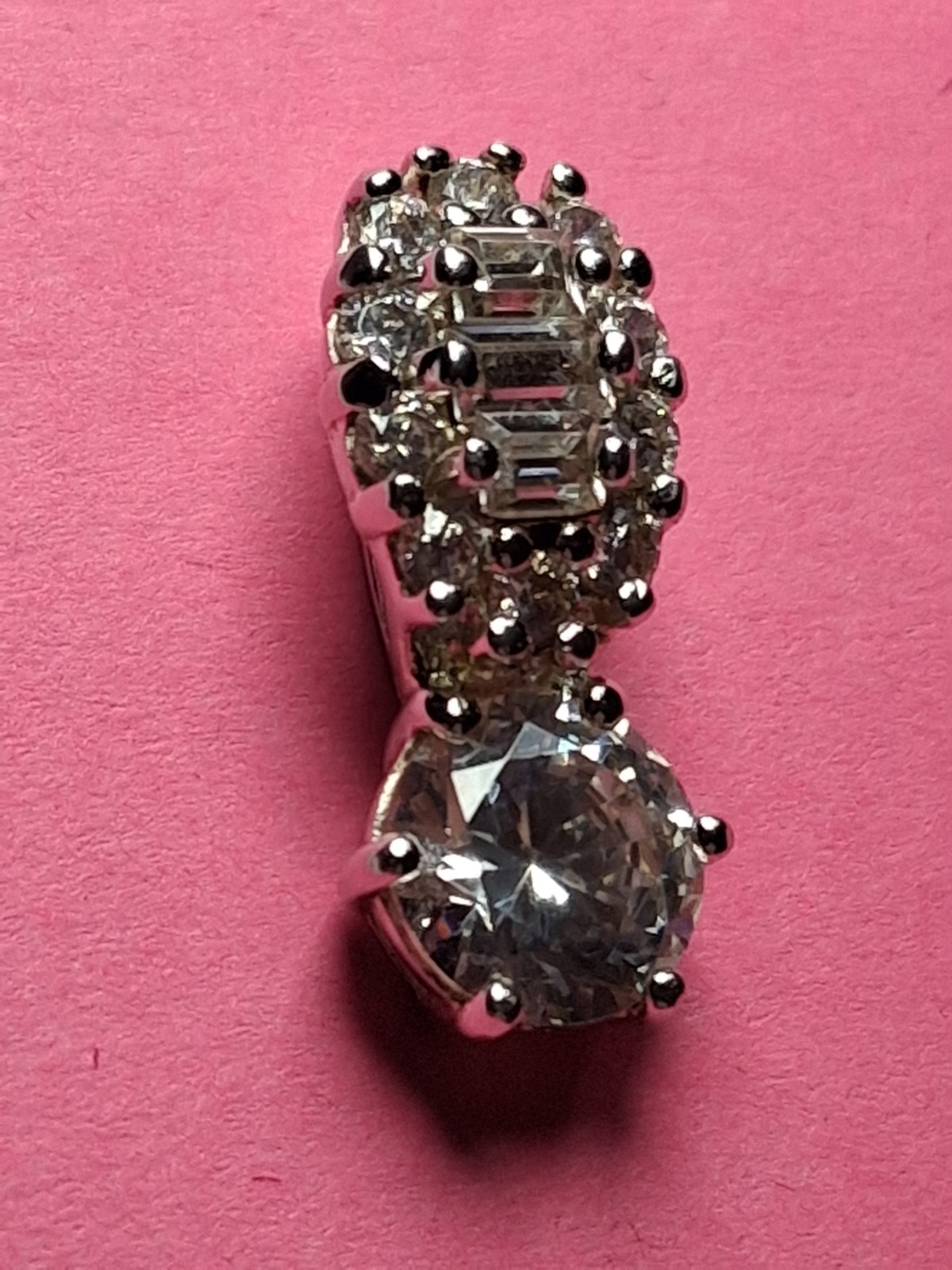 Classic Dangle 18mm X 7mm Sterling Silver .925 Cubic Zirconia Pendant (Lovely!)