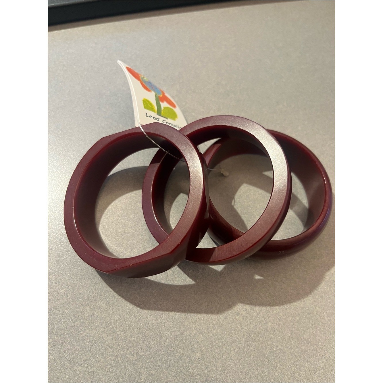 Antika Collection Burgundy Resin Bangle Bracelets – Set of 3
