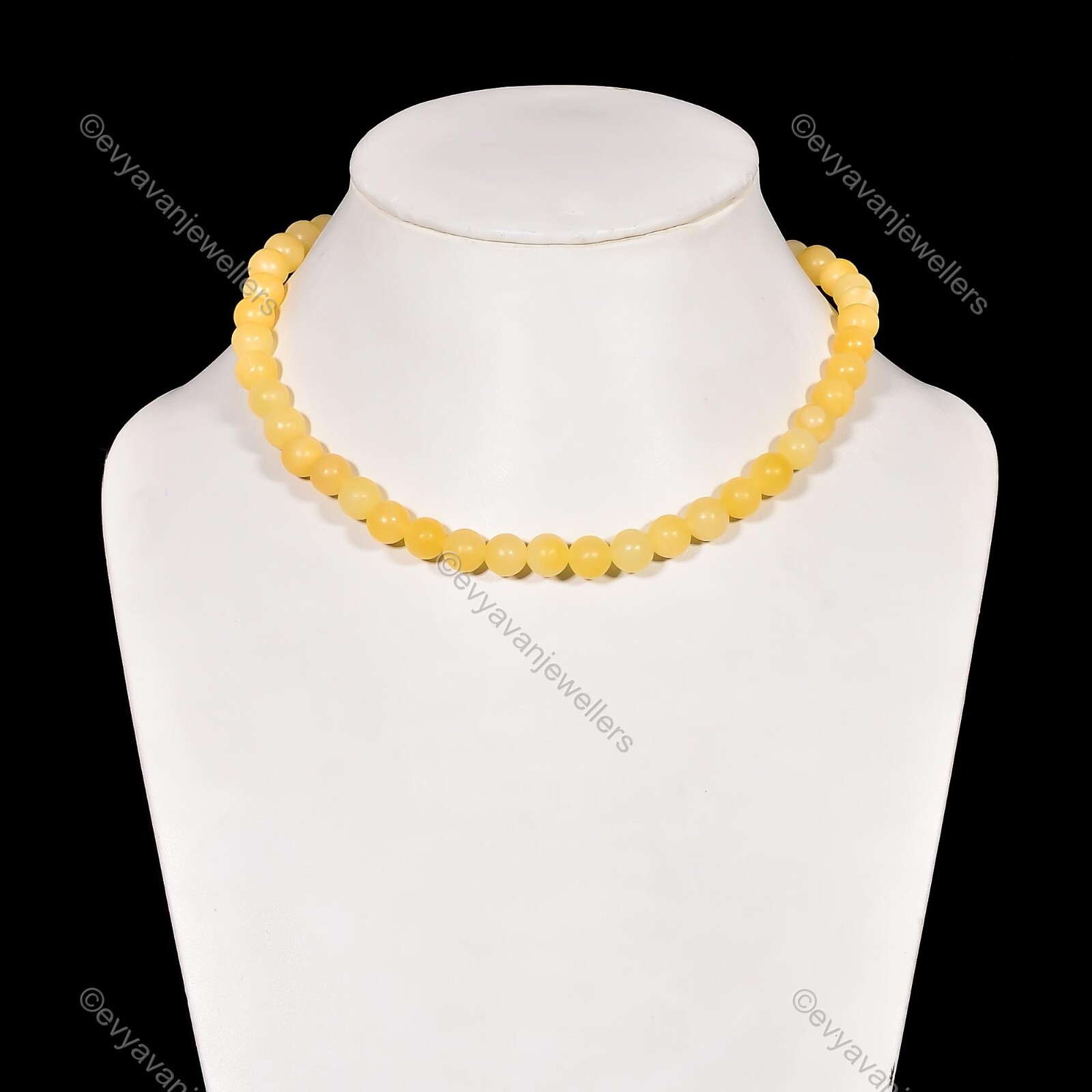 Honey Calcite Gemstone Beaded Yellow Adjustable Necklace 925 Sterling Silver