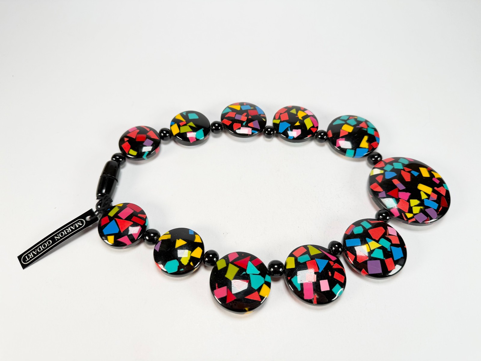 Marion Godart – Confetti “Bouclier” Art-Deco Mix Resin Necklace