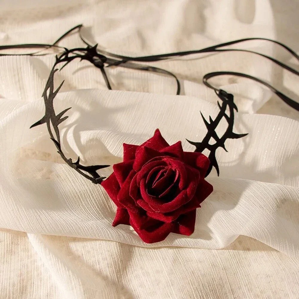 Thorn Choker – Gothic Style Rose Necklace for Women – Halloween Accessories