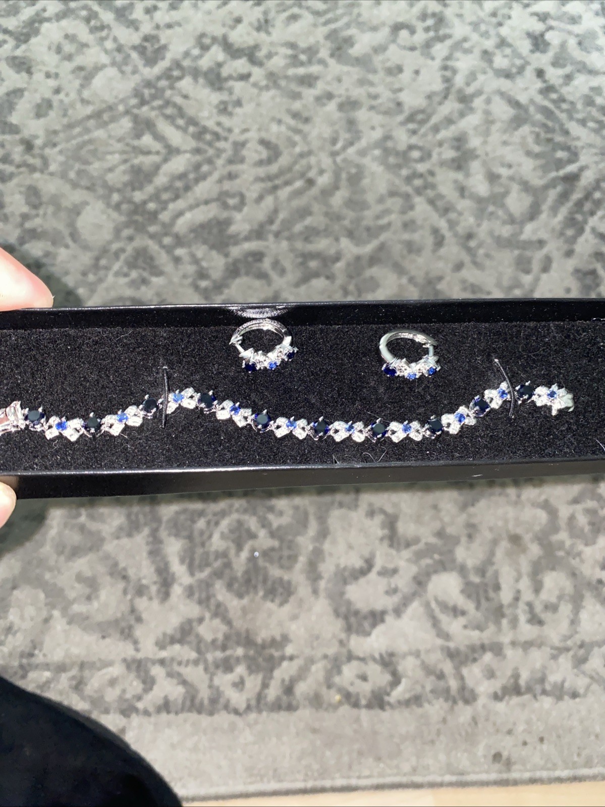 Technibond Bracelet And Earrings 925 Stamped China Silver Set