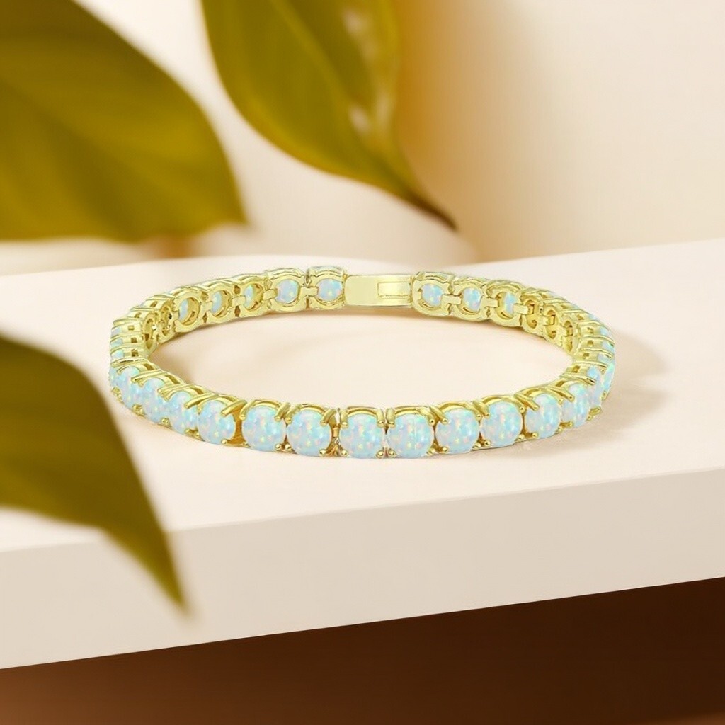 Hawaii White 8mm Opal Round Bracelet 925 Sterling Sliver Jewelry For Women Girls