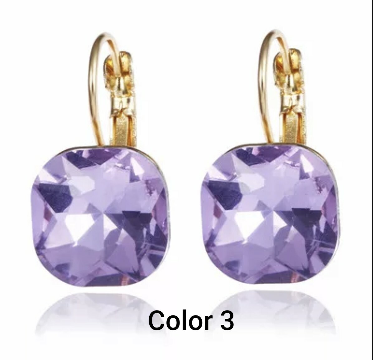 New Fashion Simple Austrian Crystal Dangle Earrings Women Stud Drop Square Ear