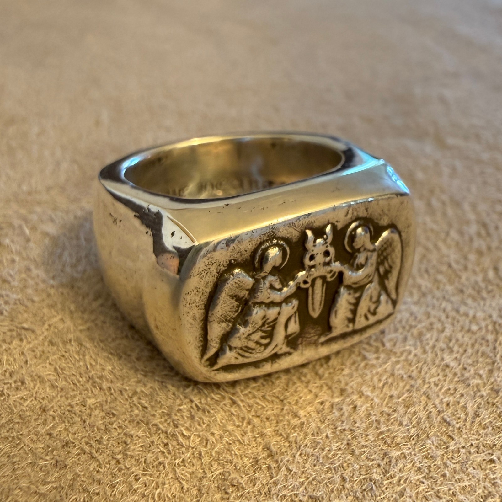 Chrome Hearts Big Pj Angel Silver Ring Size 9.75 *Pre Owned* RARE