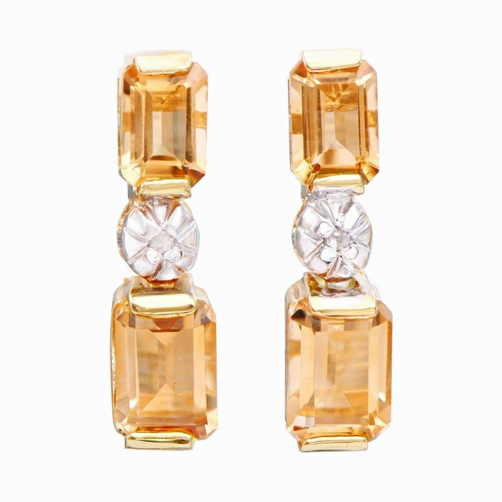 3.07 CTW Natural Citrine & Diamonds 18K Gold Plated Designer Earrings – $1,300 V